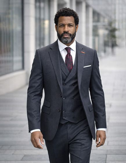 Statement Mens Modern Fit 3 Piece 100% Super 200s Wool Suit – Various Patterns, Double Breasted Vest - 34 Short or Extra Small