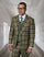 Statement Mens Modern Fit 3 Piece 100% Wool Plaid Suit – Wide Peak Lapel, Double Breasted Vest