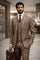 Statement Men's Plaid Tailored Fit Copper 3 Piece Designer Suit Modena