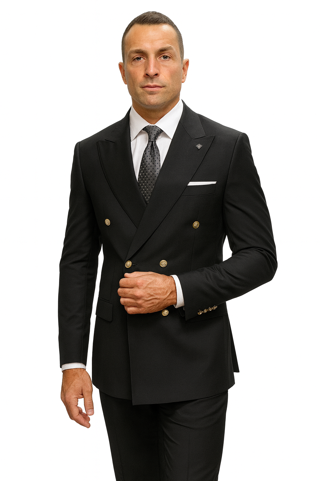 Statement Suit - Statement Italy Suit - Wool Suit - Statement Men's Outlet 100% Wool 2 Piece Suit - Wide Peak Lapel - New Arrival - 38 Short Jacket+32 Waist Adjustable 28to34)(Height: 5 4 to5 7 )(Neck  15-16.5)S-M)