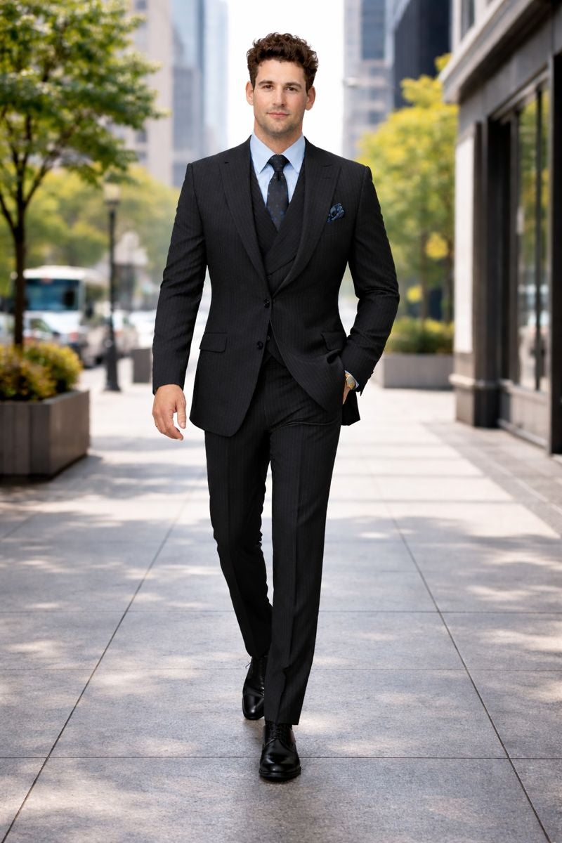 Statement Suits Black-New Designer Collection - 38 Short Jacket+32 Waist Adjustable 28to34)(Height: 5 4 to5 7 )(Neck  15-16.5)S-M)