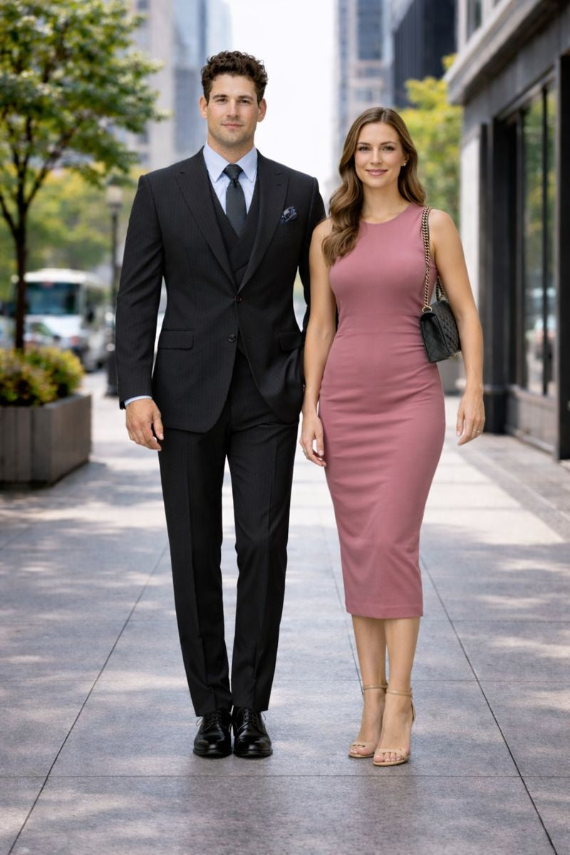 Statement Suits Black-New Designer Collection - 38 Short Jacket+32 Waist Adjustable 28to34)(Height: 5 4 to5 7 )(Neck  15-16.5)S-M)