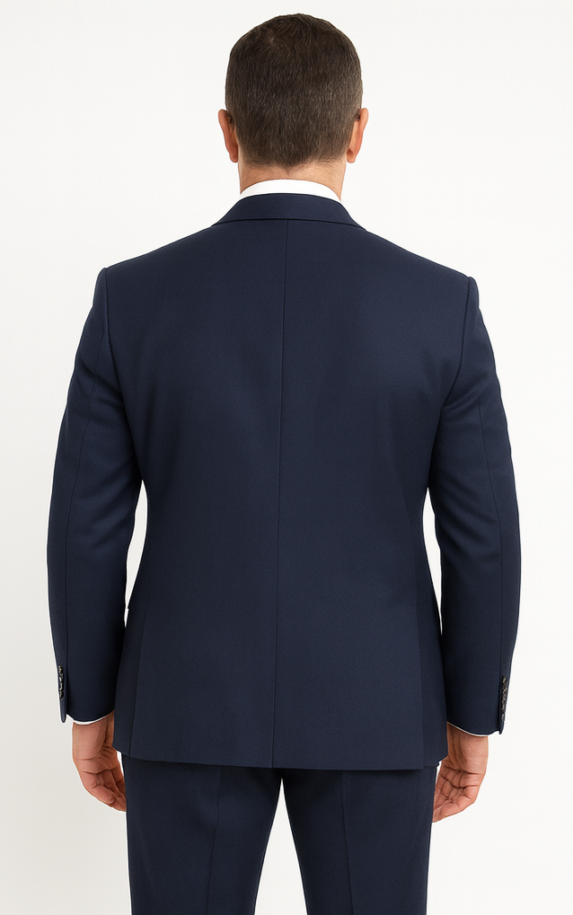 Statement Suits - Wool Suits - Peak Lapel Suits - Ticket Pocket - Modern Fit - Blue Suit - Coat Size 38