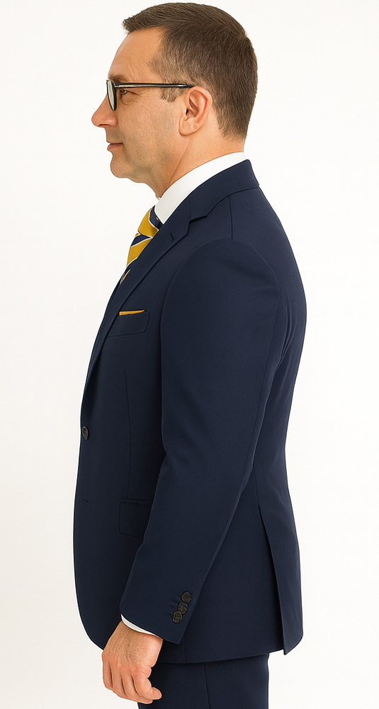 Statement Suits - Wool Suits - Peak Lapel Suits - Ticket Pocket - Modern Fit - Blue Suit - Coat Size 38