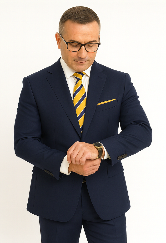 Statement Suits - Wool Suits - Peak Lapel Suits - Ticket Pocket - Modern Fit - Blue Suit - Coat Size 38