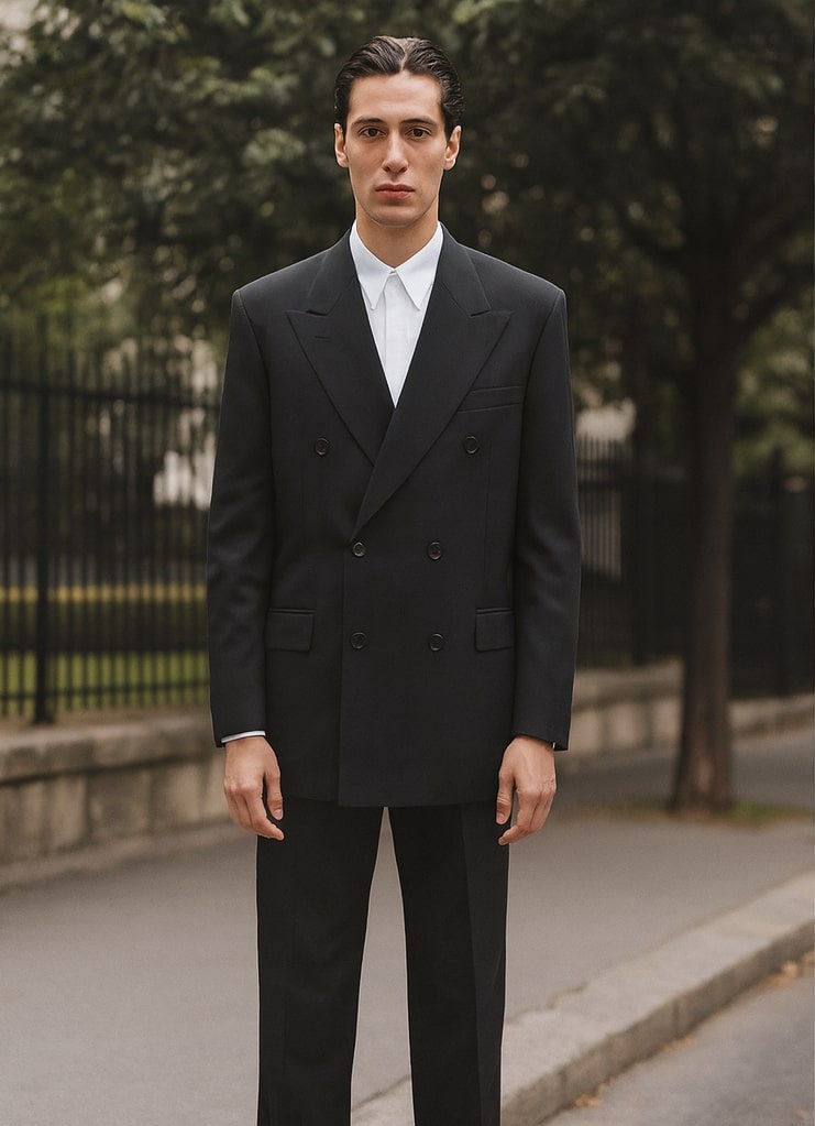 Mens Steve Harvey Brand Suit Double Breasted in Color Black Modern Fit - 34 Short or Extra Small