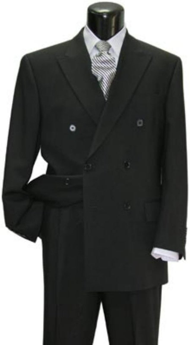 Mens Steve Harvey Brand Suit Double Breasted in Color Black Modern Fit - 34 Short or Extra Small