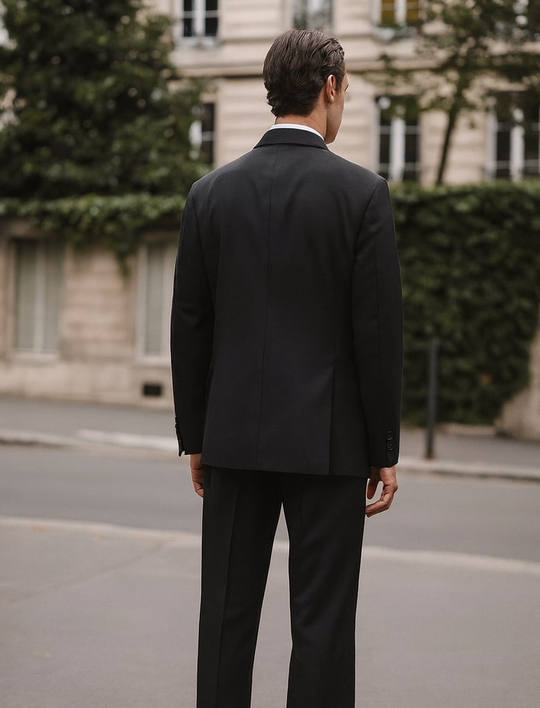 Mens Steve Harvey Brand Suit Double Breasted in Color Black Modern Fit - 34 Short or Extra Small