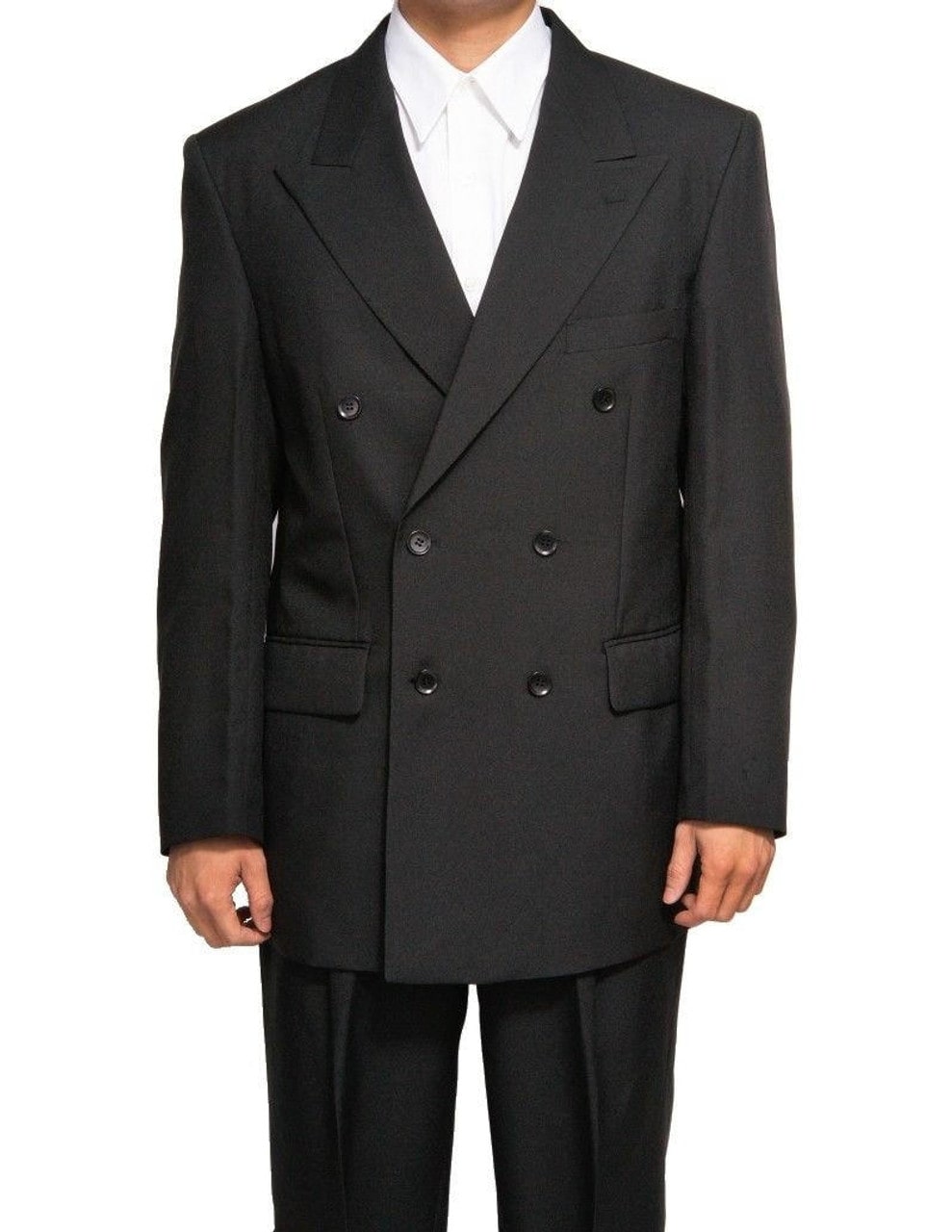 Mens Steve Harvey Brand Suit Double Breasted in Color Black Modern Fit - 34 Short or Extra Small