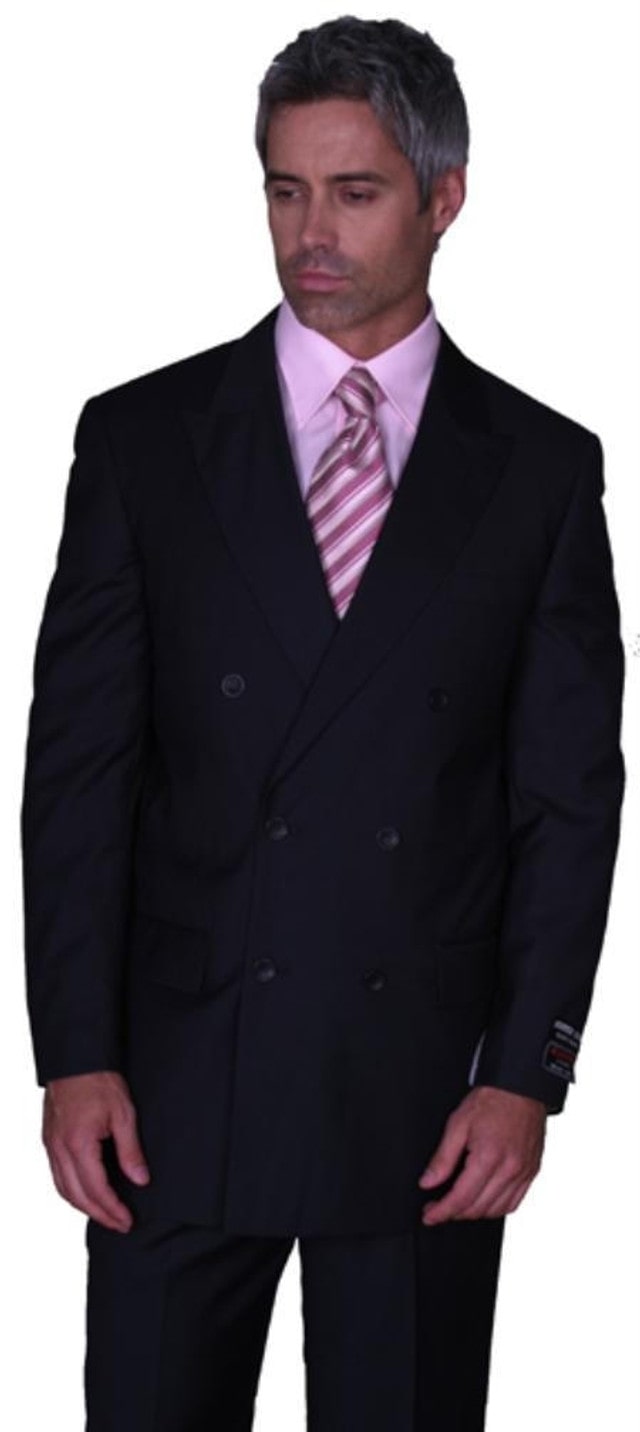Mens Steve Harvey Brand Suit Double Breasted in Color Black Modern Fit - 34 Short or Extra Small