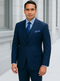 Steve Harvey Suit - Peak Lapel Modern Fit - No Pleated Pants Designer Brand Navy 3 Piece Vested Chest Pocket Suit