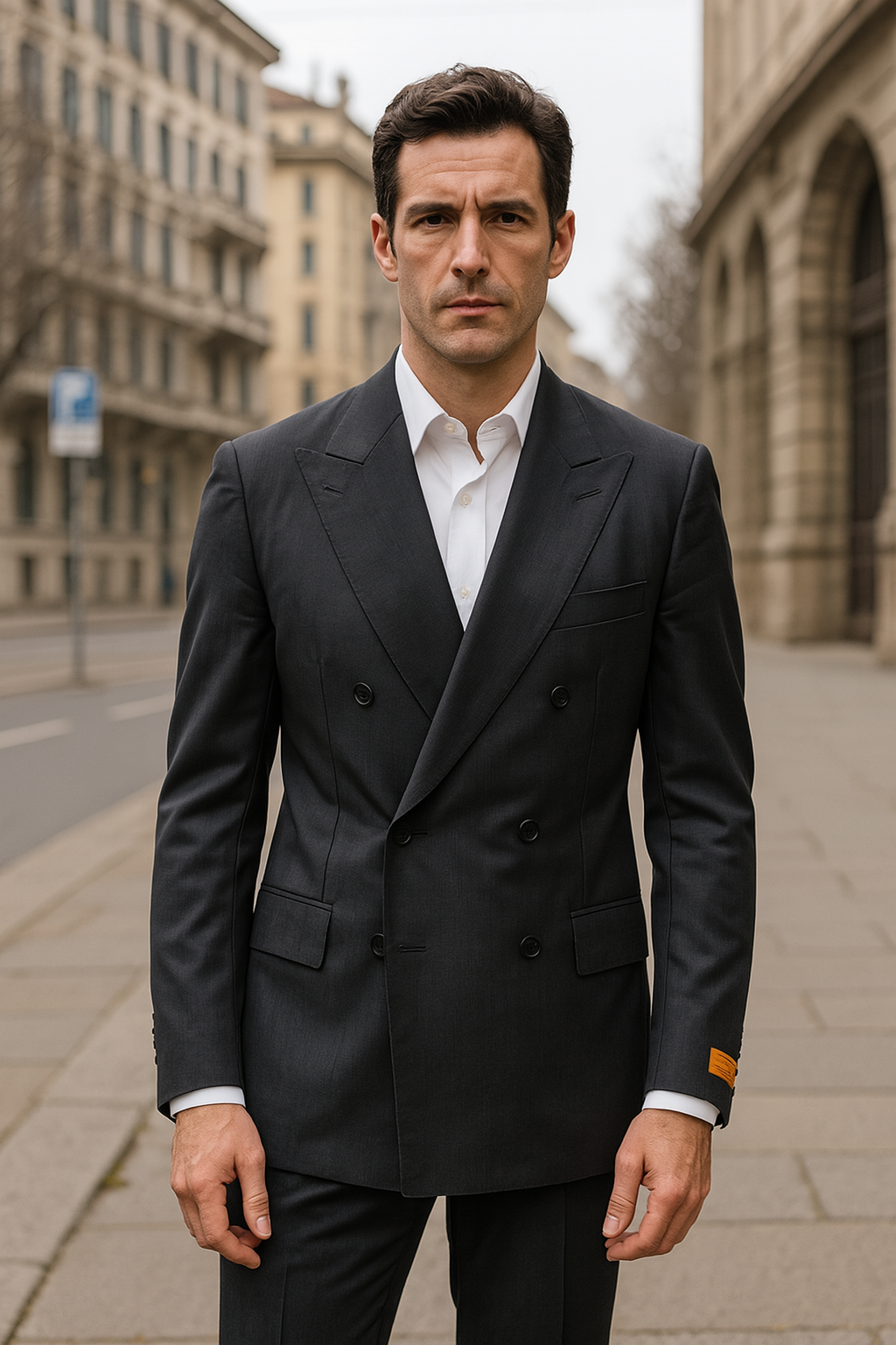 Steve Harvey Two Piece Double Breasted Black Suit - Coat Size 38