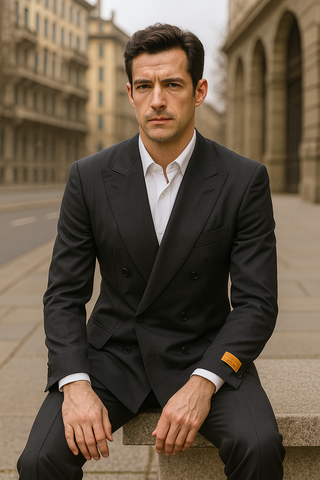 Steve Harvey Two Piece Double Breasted Black Suit - Coat Size 38