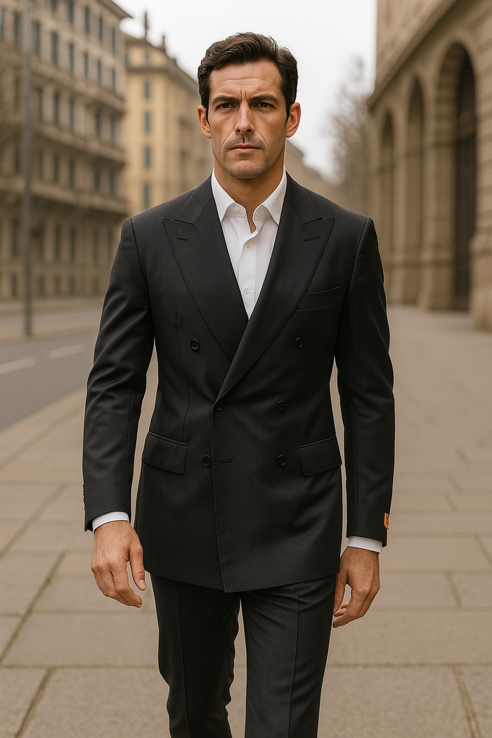 Steve Harvey Two Piece Double Breasted Black Suit