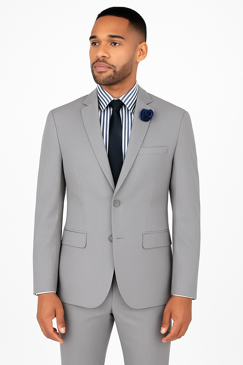 Ultra Slim Fit 2 Piece Suit Stretch Fabric in Solid Gray - Gray