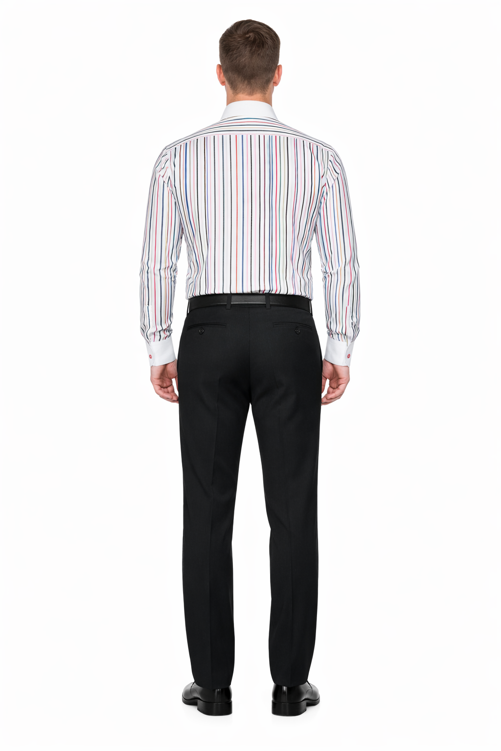 Striped Solid Tie And Slim Collar Style White Collar Two Toned Contrast Multi-Color Men's Dress Shirt-New Designer Collection