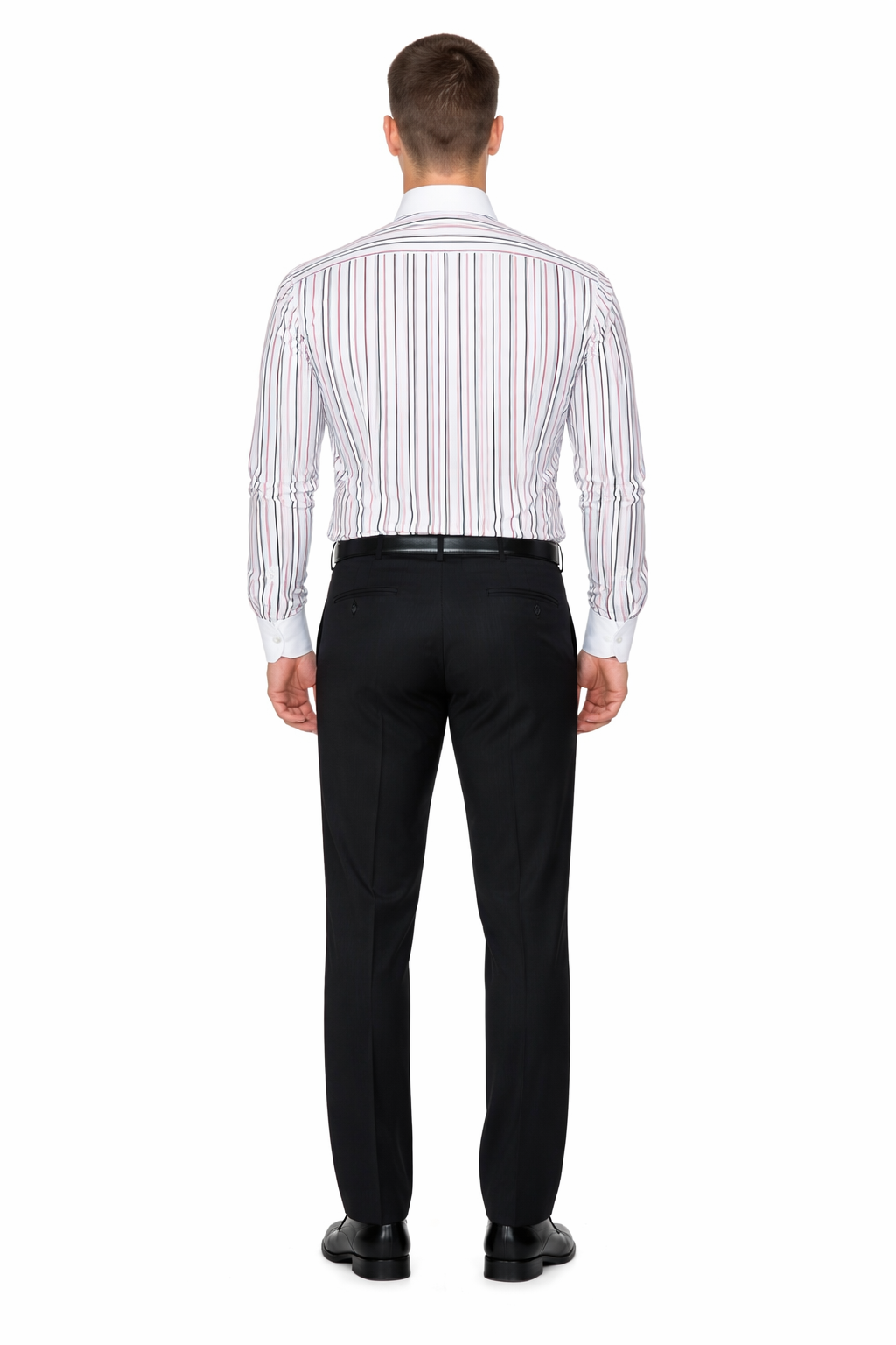 Striped Solid Tie And Slim Collar Style White Collar Two Toned Contrast Multi-Color Men's Dress Shirt-New Designer Collection