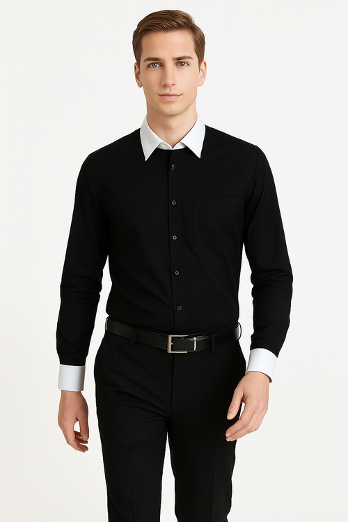 Classic Stylish Fashionable -White Collar Two Toned Contrast white collars Multi-color Men's Dress Shirt