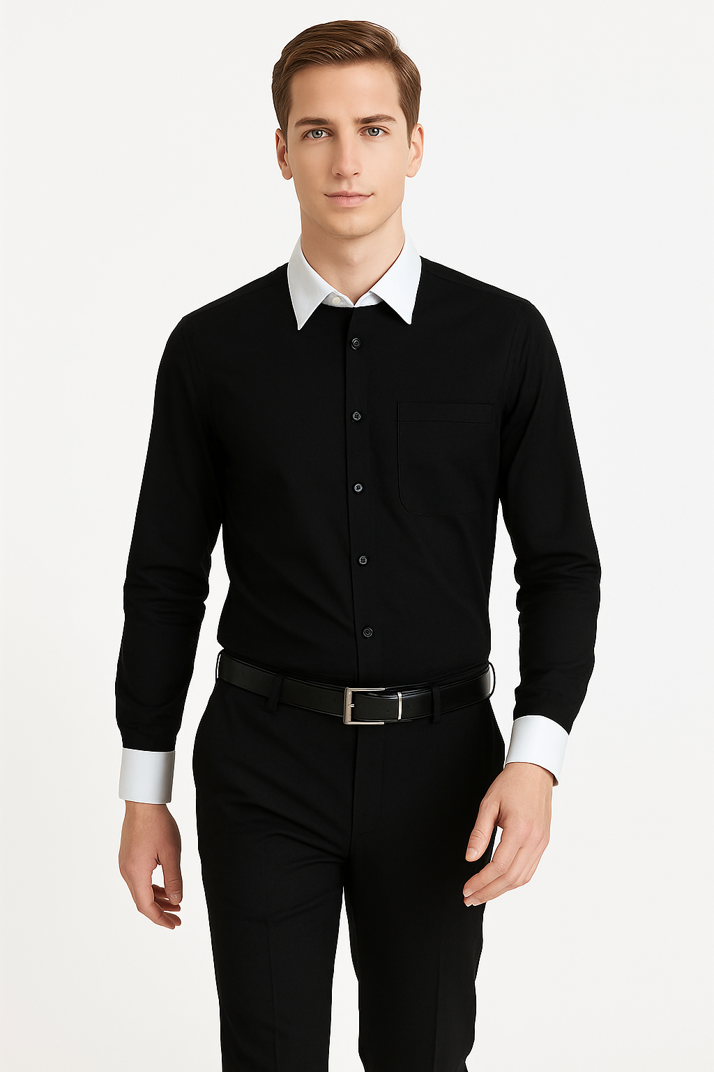Classic Stylish Fashionable -White Collar Two Toned Contrast white collars Multi-color Men's Dress Shirt