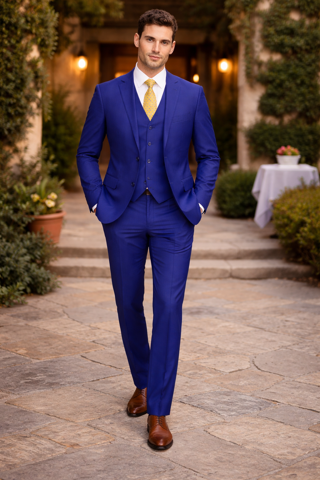 Mens Tiglio French Blue Suit – Stylish Blue Suit for Wedding, Business and Formal Wear - 34 Short or Extra Small