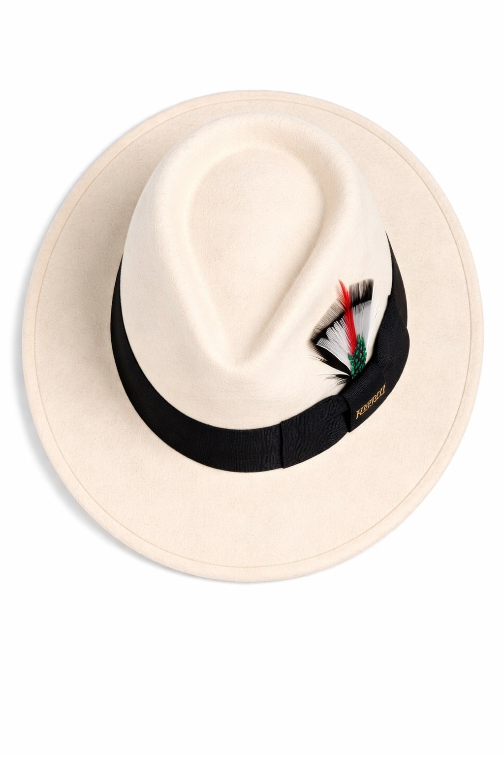 Gangster 100% Austrailian Wool Crushable Mens Fedora Hat - Removable Feather Gangster White/Black Mens Fedora Hat - Small