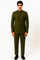 Cheap Priced Suit  - Mens Mandarin Banded Collar French Front Green Suit
