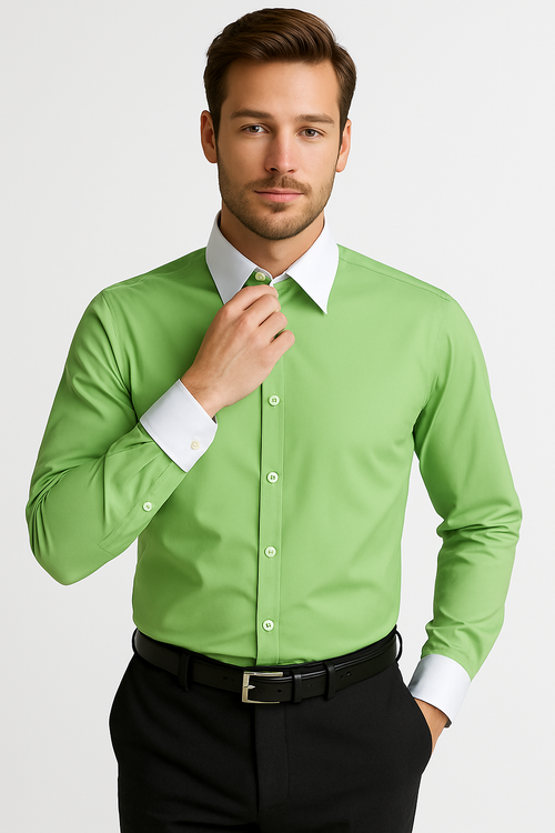 Classic Stylish Fashionable -White Collar Two Toned Contrast white collars Multi-color Men's Dress Shirt