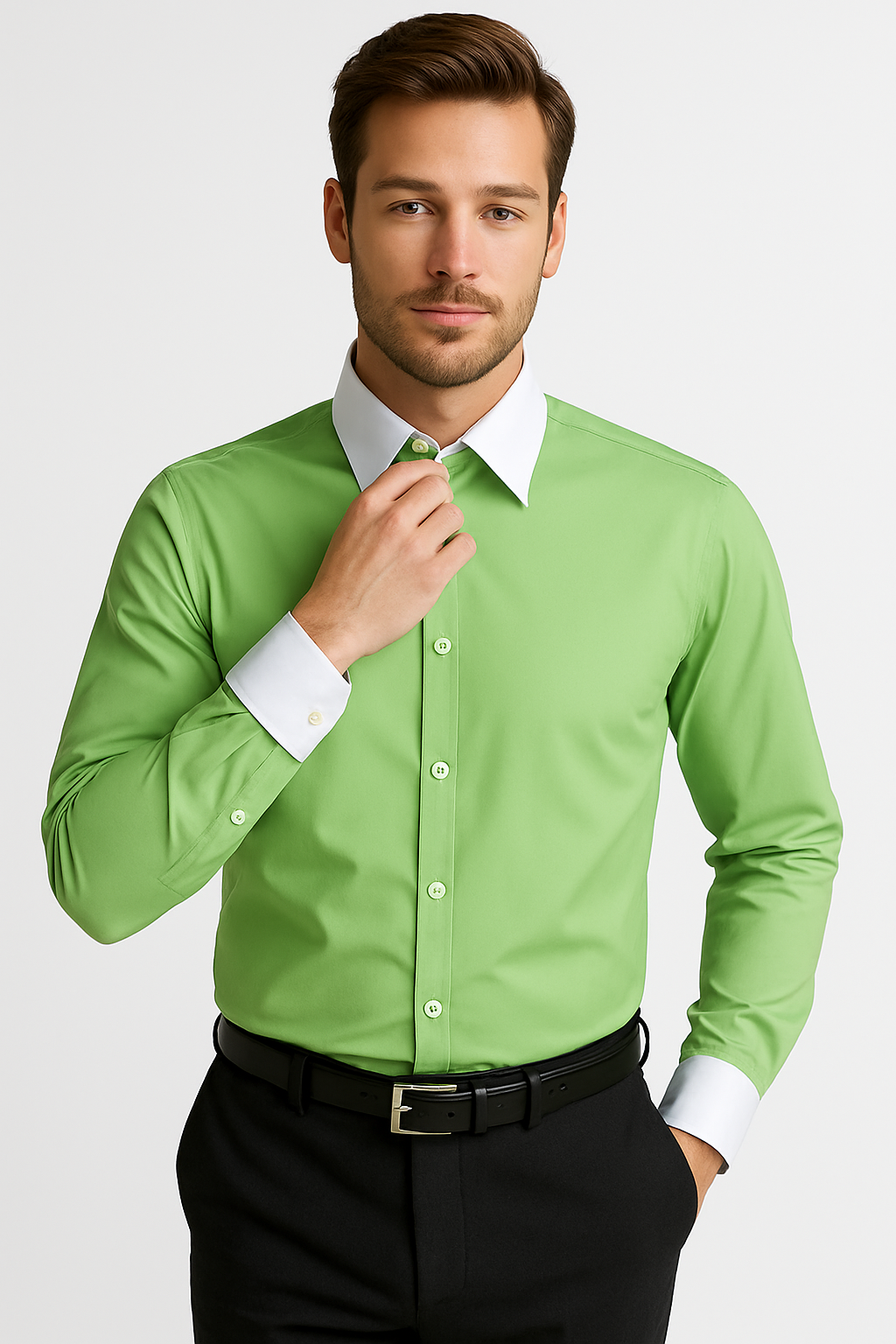 Classic Stylish Fashionable -White Collar Two Toned Contrast white collars Multi-color Men's Dress Shirt