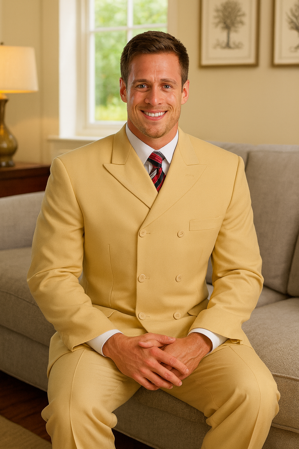 Canto 8-Button Double Breasted Men's 3-Piece Fashion Suit - 38 Short Jacket+32 Waist Adjustable 28to34)(Height: 5 4 to5 7 )(Neck  15-16.5)S-M)