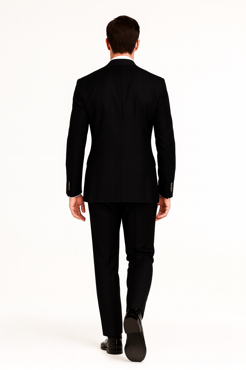 Mens Classic Wool Double Breasted Suit in Black - 38 Short Jacket+32 Waist Adjustable 28to34)(Height: 5 4 to5 7 )(Neck  15-16.5)S-M)