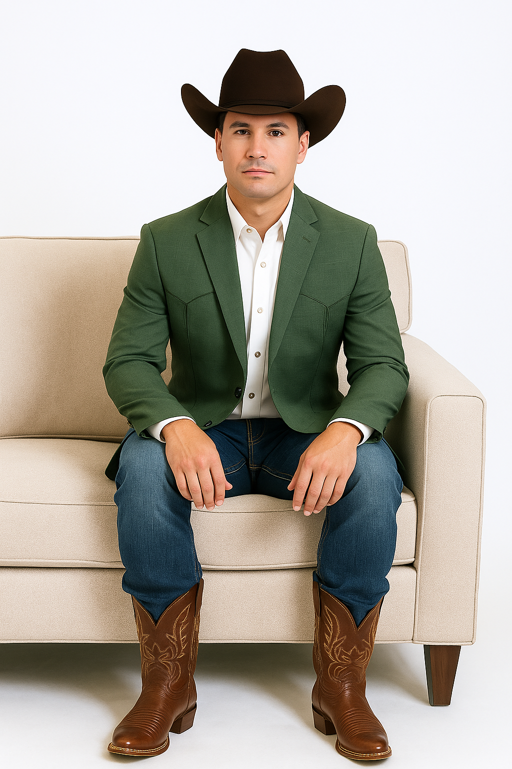 Western Blazer - Saco Para Hombre - Mens Double Button Western Green Blazer - 36 Short