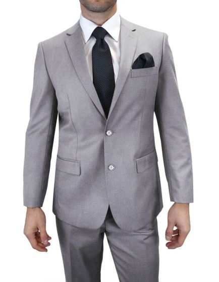 Statement Men's 2 Piece 100% Wool Modern Fit Suit - Solid Colors - 38R