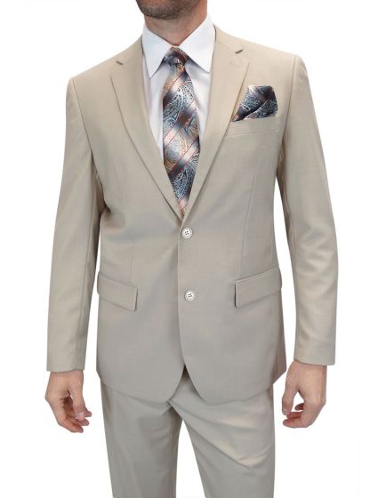 Statement Men's 2 Piece 100% Wool Modern Fit Suit - Solid Colors - 38R