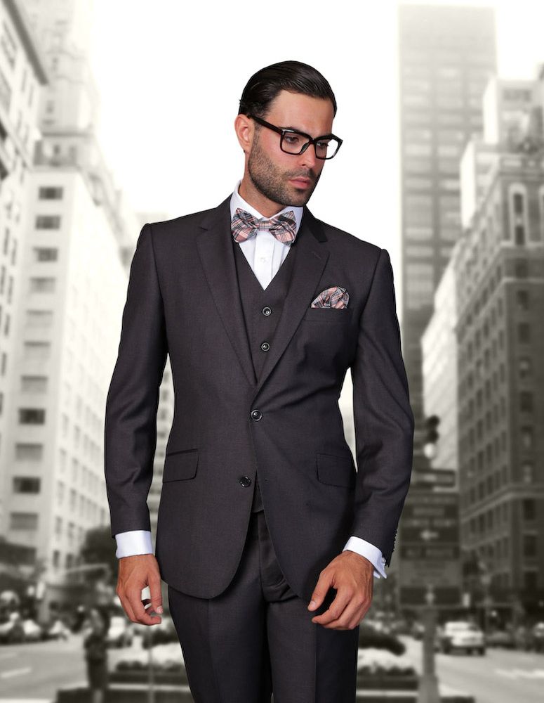 Statement Men's 3 Piece Wool Suit Tailored Fit 100% Wool