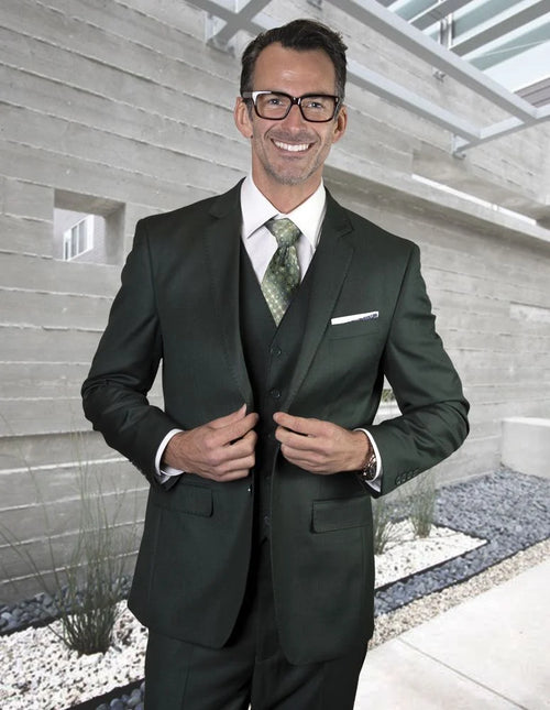Tailored Fit Men's 3 Piece 100% Wool Suit  Statement Collection