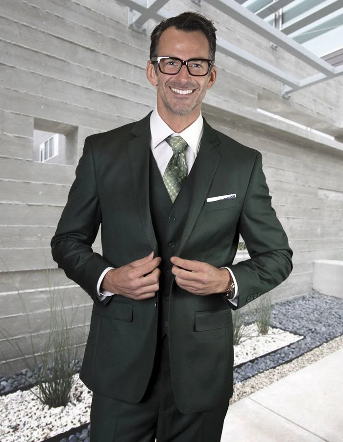 Tailored Fit Men's 3 Piece 100% Wool Suit  Statement Collection