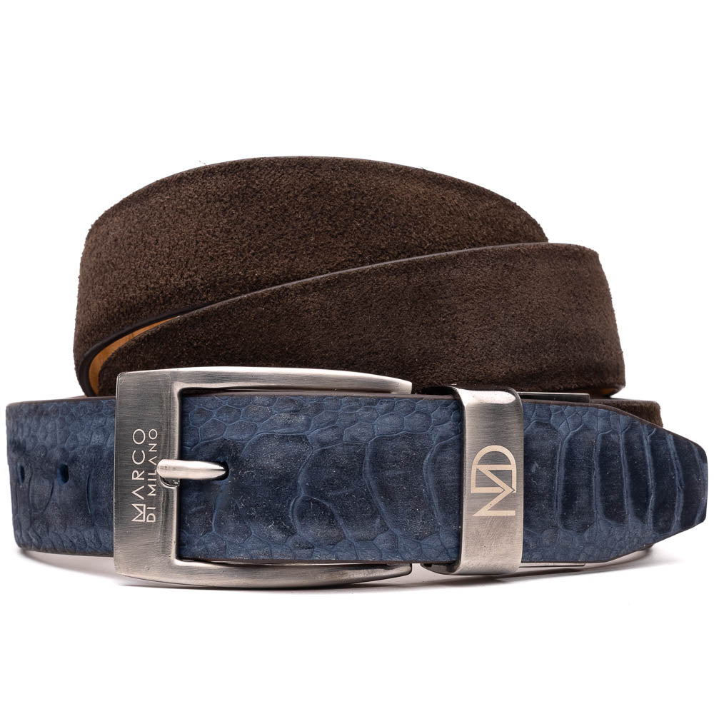 Marco Di Milano Hugo Belt: Navy & Brown Leather Loafer - 36