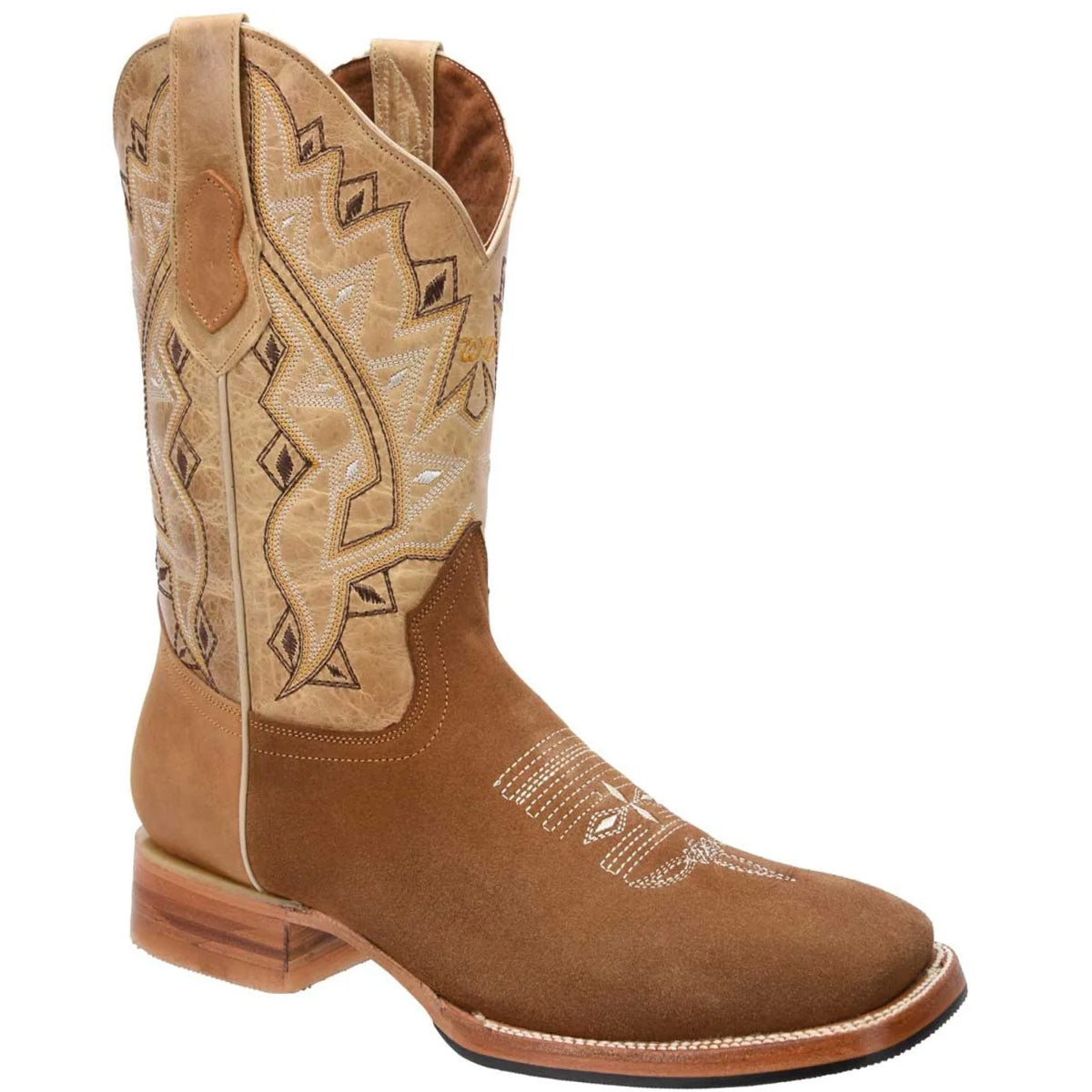 Mens White Diamond Boot Cowboy Boot Sand Nubuck Square Toe - 6