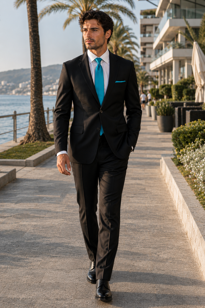 Suit And Shirt Combinations  Groom & Groomsmen  black prom Suits