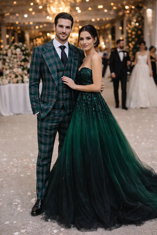 Suits With Baggy Pleated Pants - Wide Leg Pants 100% Wool - Classic Fit in Green Color by Rossiman - 38 Regular