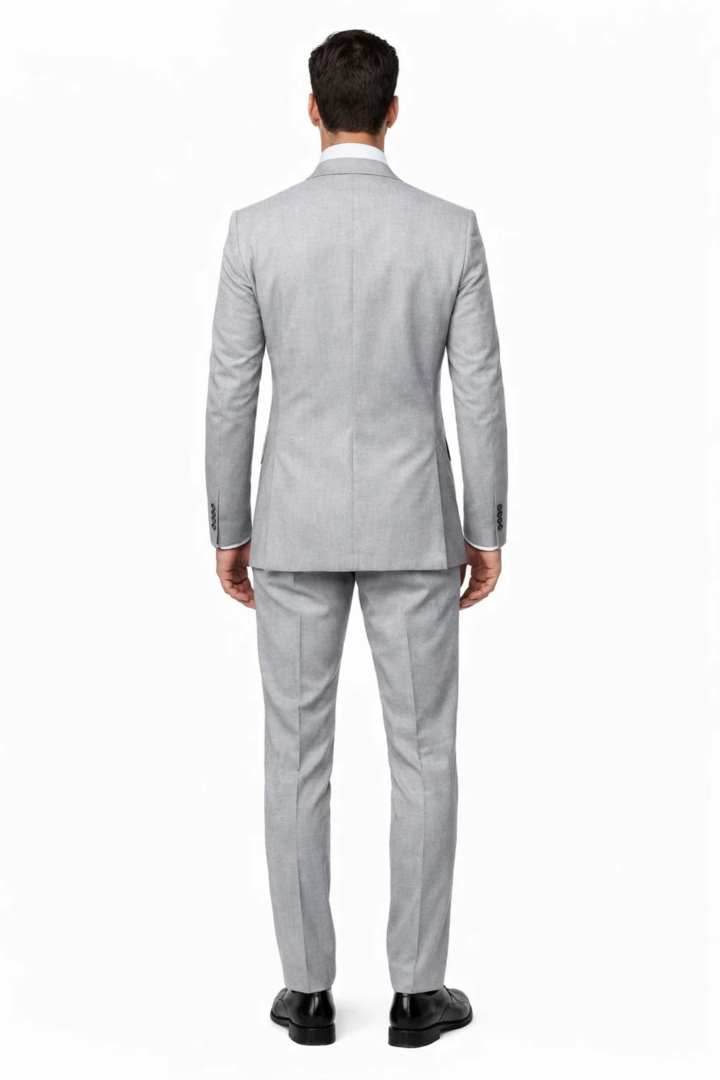 Suits With Baggy Pleated Pants - Wide Leg Pants 100% Wool - Classic Fit in Grey Color by Rossiman - 38 Regular