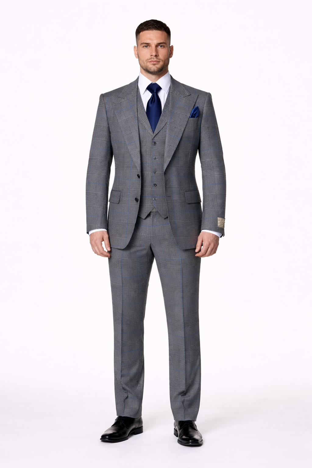 Suits With Baggy Pleated Pants - Wide Leg Pants 100% Wool - Classic Fit Gray Color by Rossiman