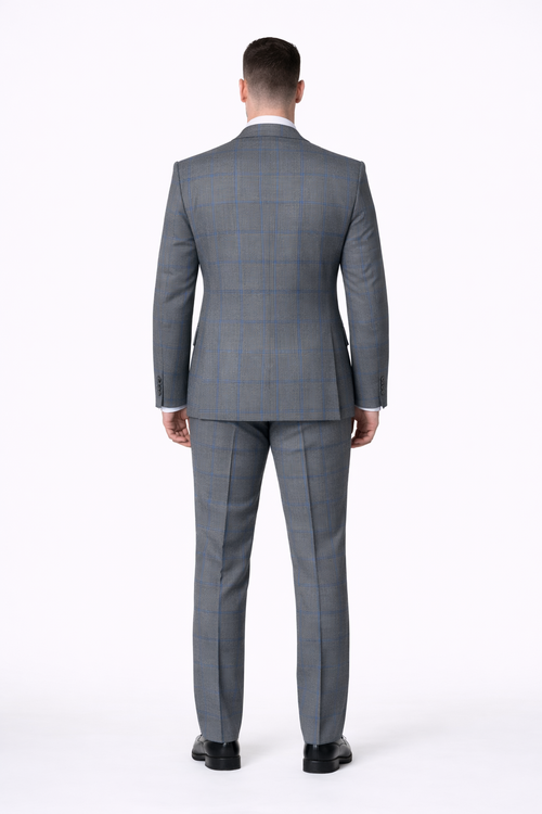 Suits With Baggy Pleated Pants - Wide Leg Pants 100% Wool - Classic Fit Gray Color by Rossiman