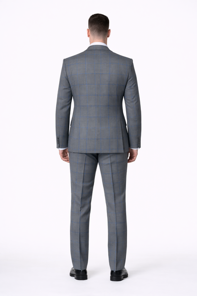 Suits With Baggy Pleated Pants - Wide Leg Pants 100% Wool - Classic Fit Gray Color by Rossiman