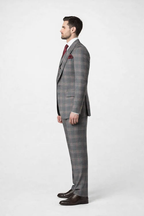 Suits With Baggy Pleated Pants - Wide Leg Pants 100% Wool - Classic Fit Single Breast Lapel Vest by Rossiman-New Designer Collection