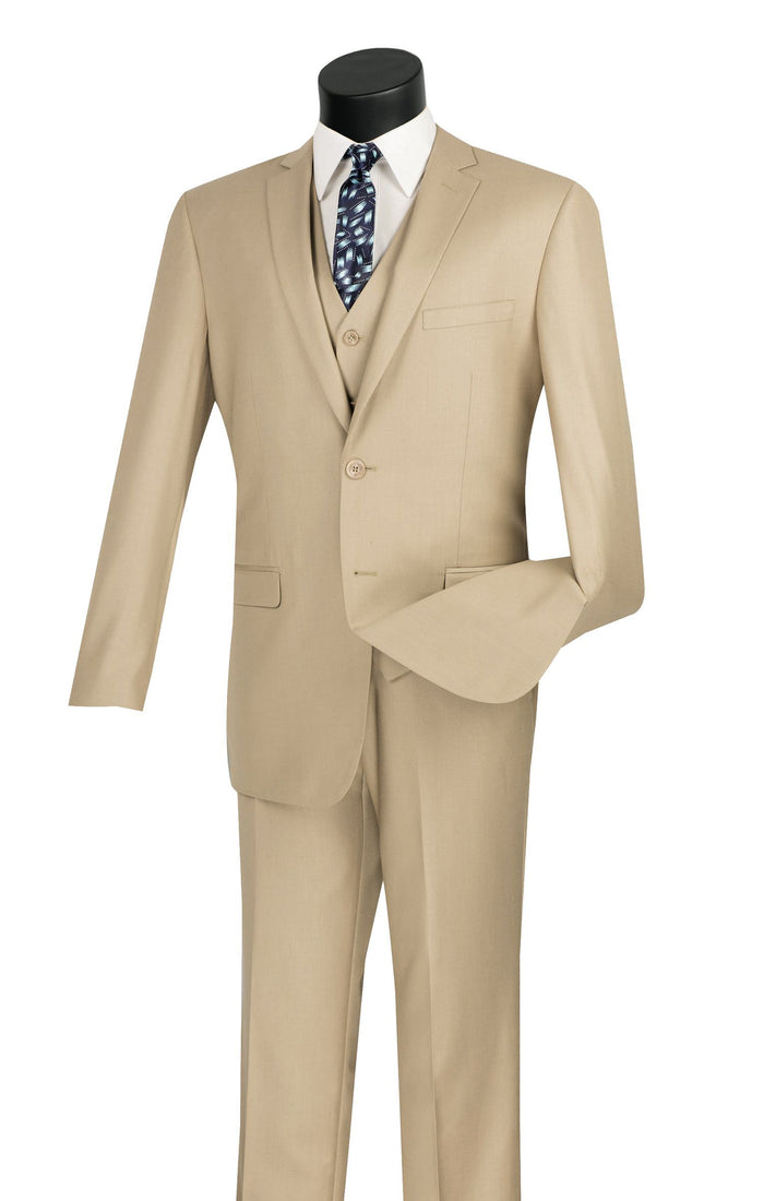 Vinci Men's 3 Piece Slim Fit Executive Suit Flat Front Pants