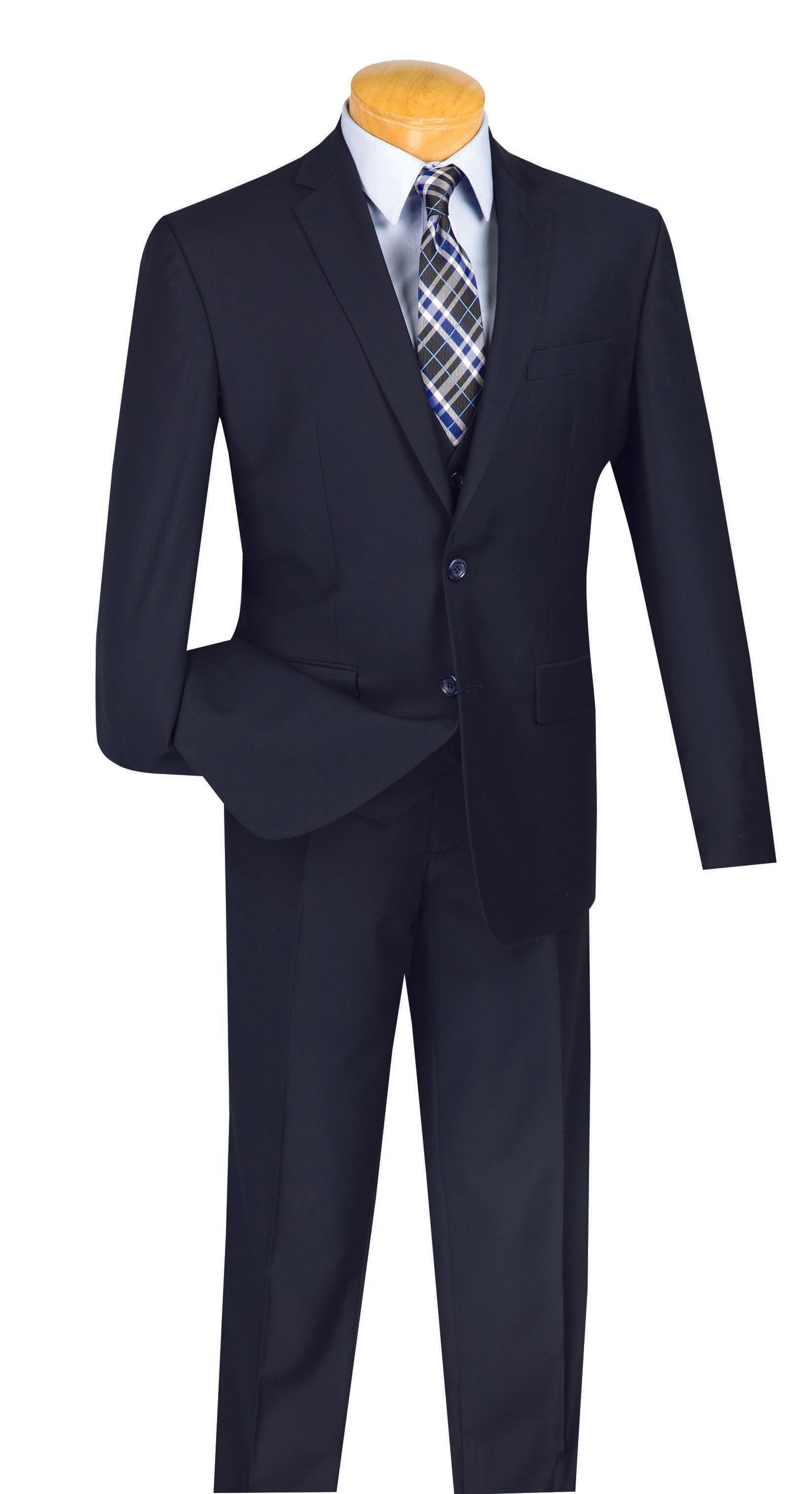 Slim Fit Suit 3 Piece 2 Button in Navy - Navy