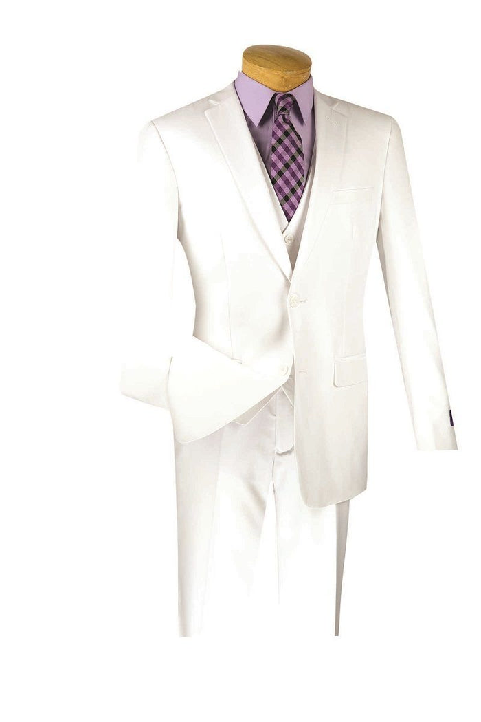Vinci Men's Executive Style 3 Piece Slim Fit Suit with Flat Front Pants