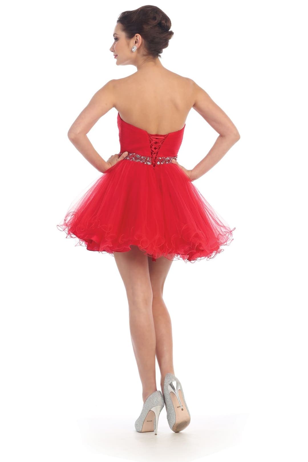 Quince Dama Dresses - Short Quinceanera Dresses in Color Red - 8