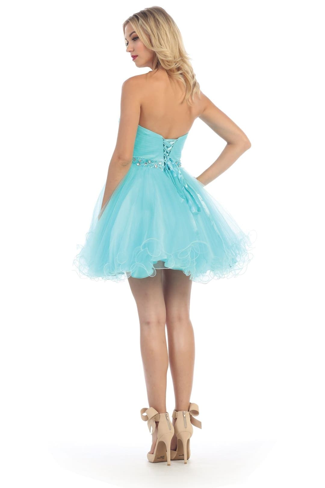Quince Dama Dresses - Short Quinceanera Dresses in Color Aqua - 8